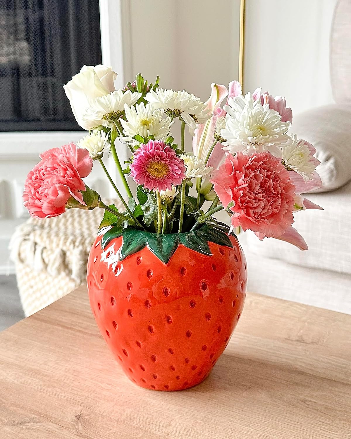 Vintage Strawberry Ceramic Flower Vase