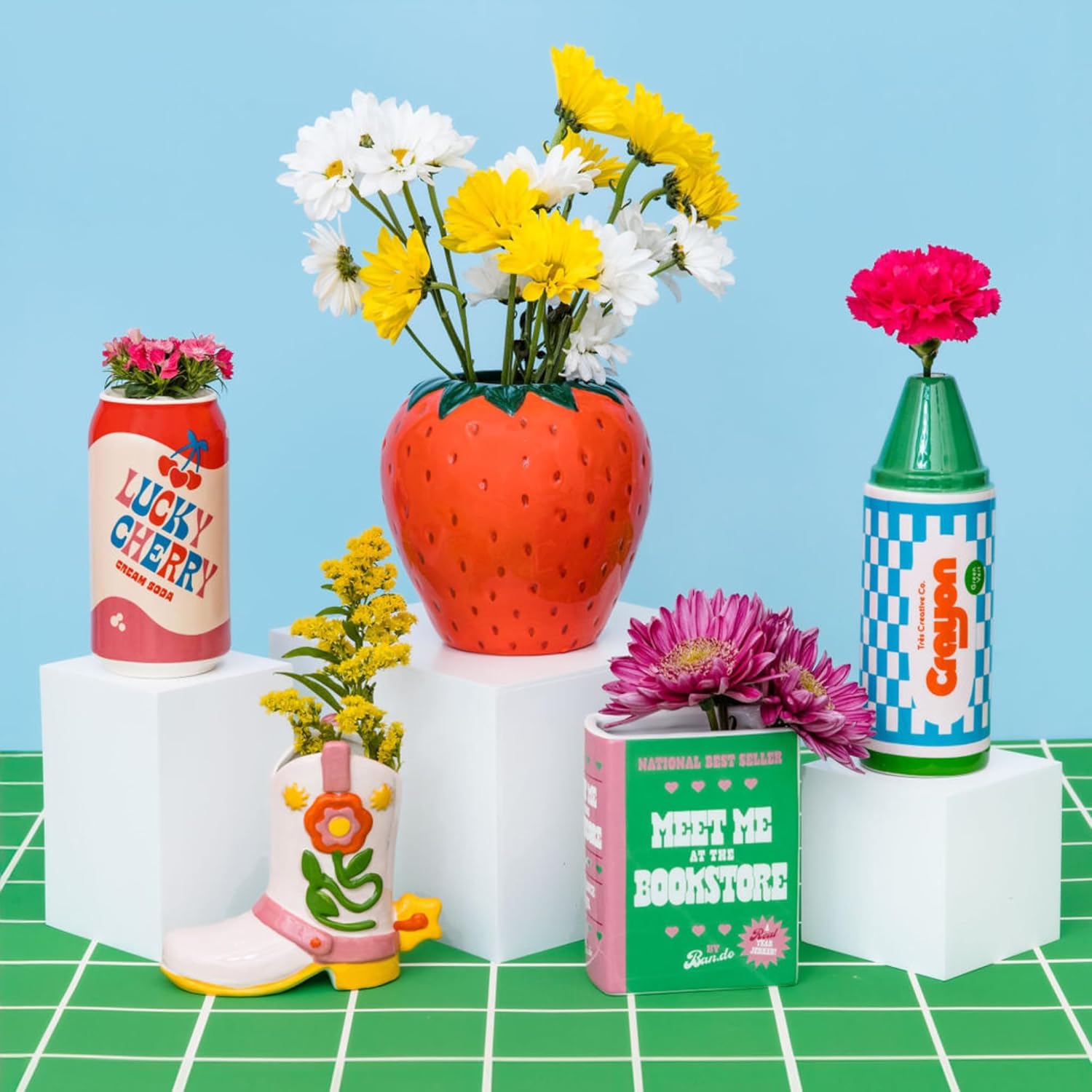 Vintage Strawberry Ceramic Flower Vase