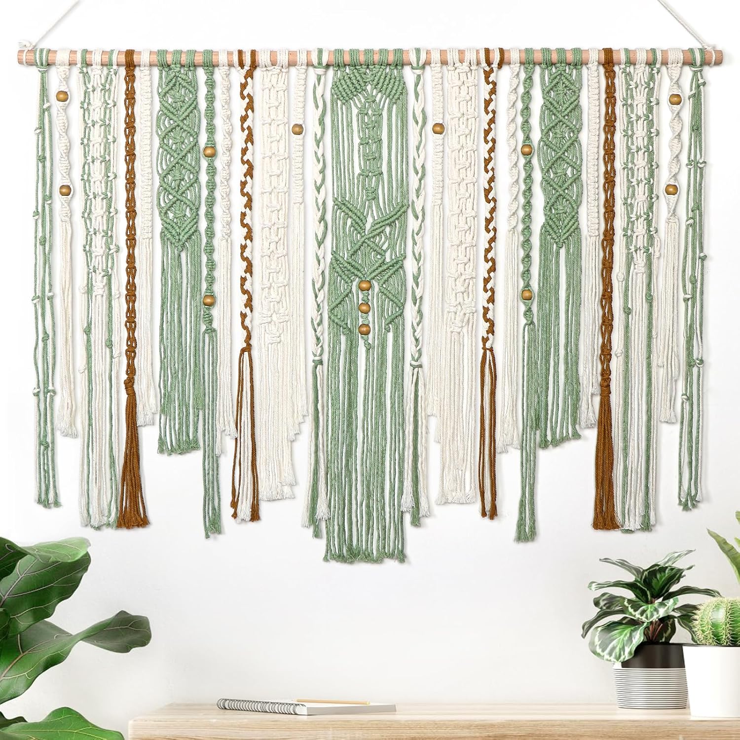 Large Green Macrame Wall Tapestry