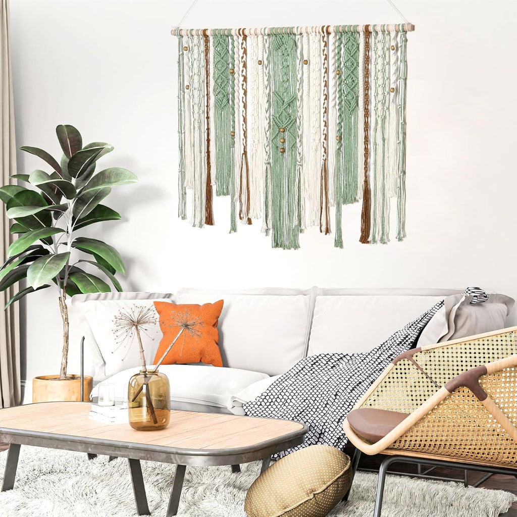 Large Green Macrame Wall Tapestry