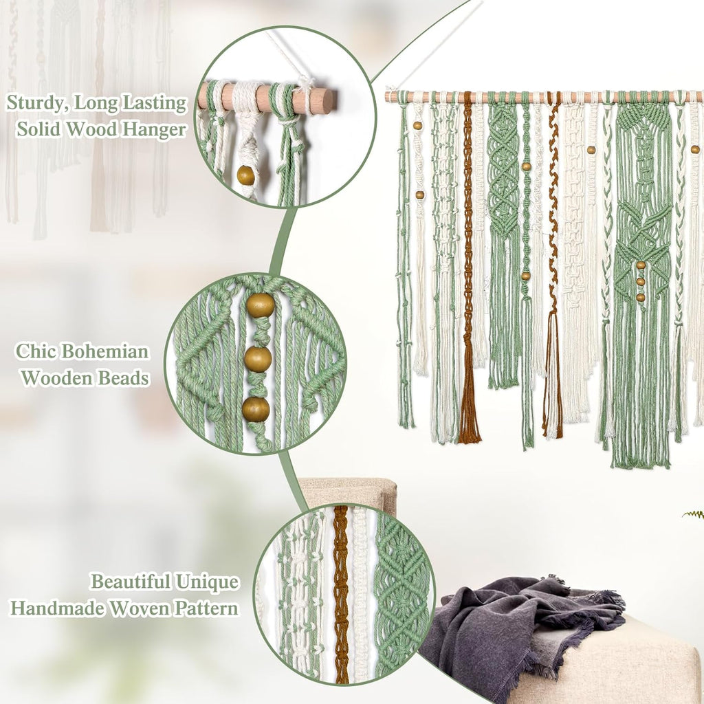 Large Green Macrame Wall Tapestry
