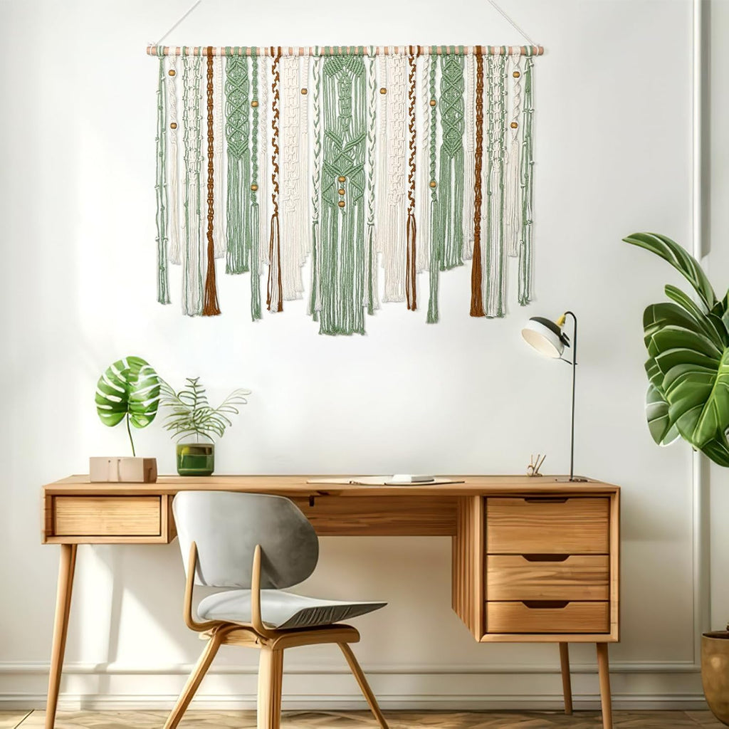Large Green Macrame Wall Tapestry