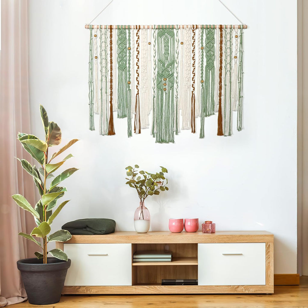 Large Green Macrame Wall Tapestry