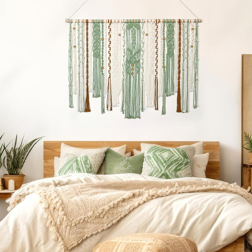 Large Green Macrame Wall Tapestry